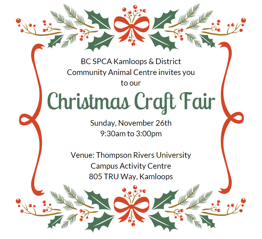 Christmas Craft Fair BC SPCA Kamloops & District Community Animal