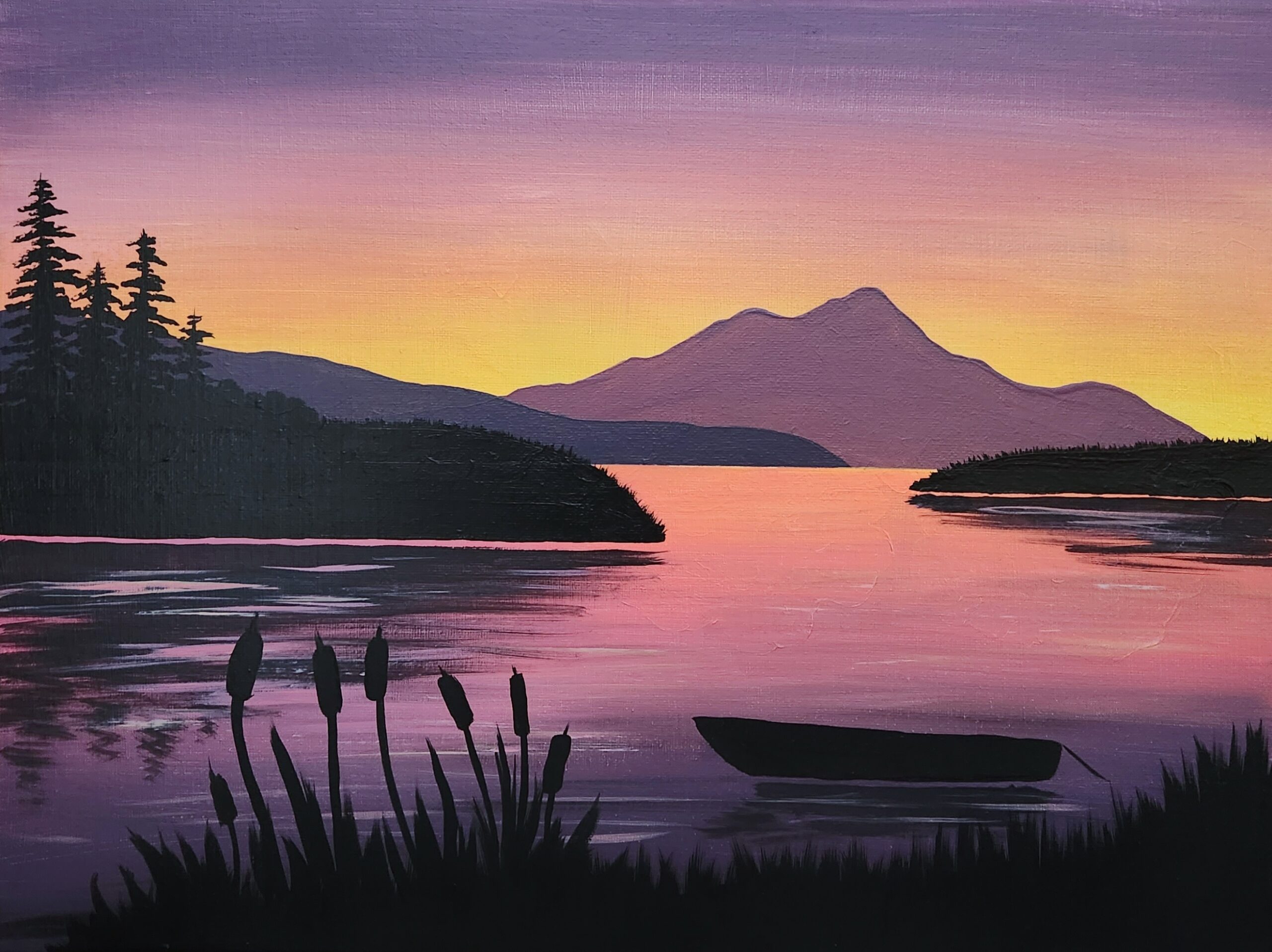 Summer Nights Painting of sunset over a BC landscape