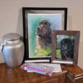 Loving display of art of a beloved Newfie who inspired a winning lottery purchase.