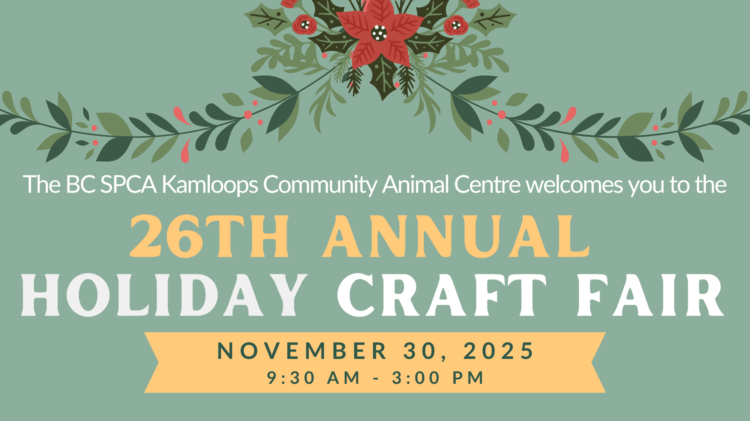 Holiday themed banner image that states "26th Annual Holiday Craft Fair"