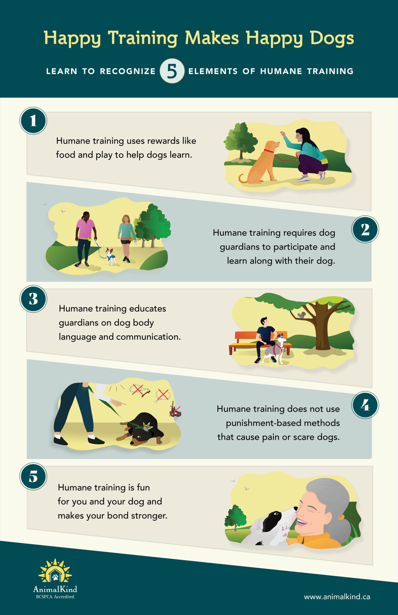 Infographic 5 elements of humane dog training