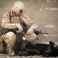 miltary man with dog